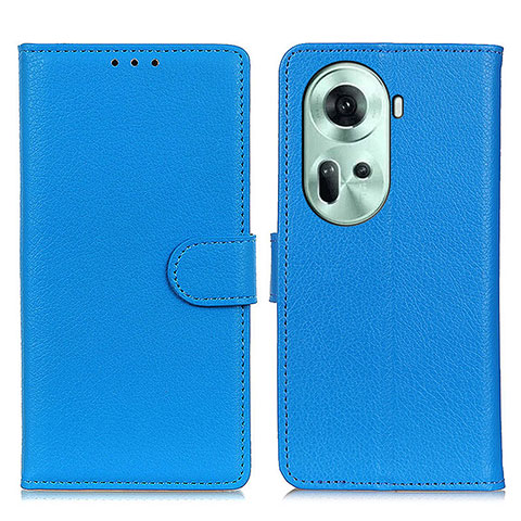 Coque Portefeuille Livre Cuir Etui Clapet A03D pour Oppo Reno11 5G Bleu Ciel