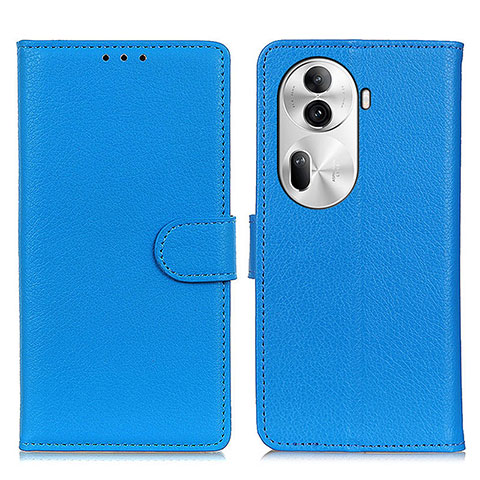 Coque Portefeuille Livre Cuir Etui Clapet A03D pour Oppo Reno11 Pro 5G Bleu Ciel