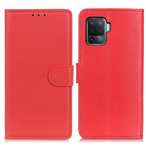 Coque Portefeuille Livre Cuir Etui Clapet A03D pour Oppo Reno5 F Rouge