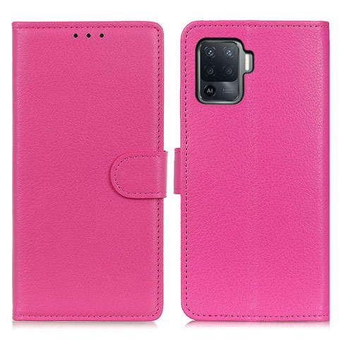 Coque Portefeuille Livre Cuir Etui Clapet A03D pour Oppo Reno5 Lite Rose Rouge