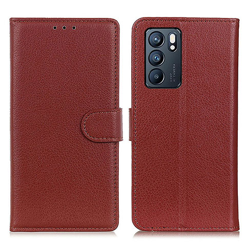 Coque Portefeuille Livre Cuir Etui Clapet A03D pour Oppo Reno6 5G Marron