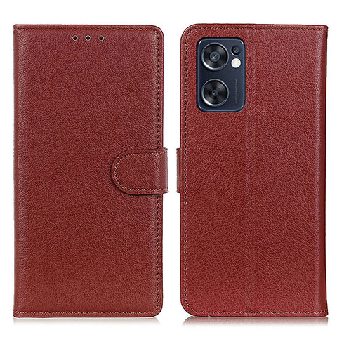 Coque Portefeuille Livre Cuir Etui Clapet A03D pour Oppo Reno7 SE 5G Marron