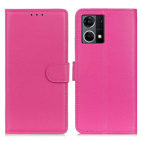 Coque Portefeuille Livre Cuir Etui Clapet A03D pour Oppo Reno8 4G Rose Rouge