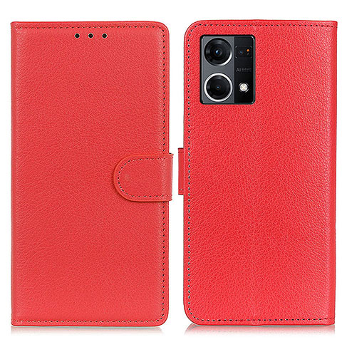 Coque Portefeuille Livre Cuir Etui Clapet A03D pour Oppo Reno8 4G Rouge