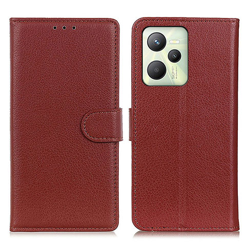 Coque Portefeuille Livre Cuir Etui Clapet A03D pour Realme Narzo 50A Prime Marron