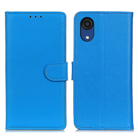 Coque Portefeuille Livre Cuir Etui Clapet A03D pour Samsung Galaxy A03 Core Bleu Ciel