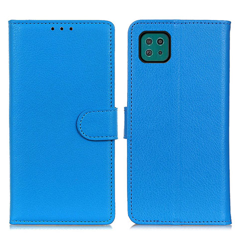 Coque Portefeuille Livre Cuir Etui Clapet A03D pour Samsung Galaxy A22 5G Bleu Ciel