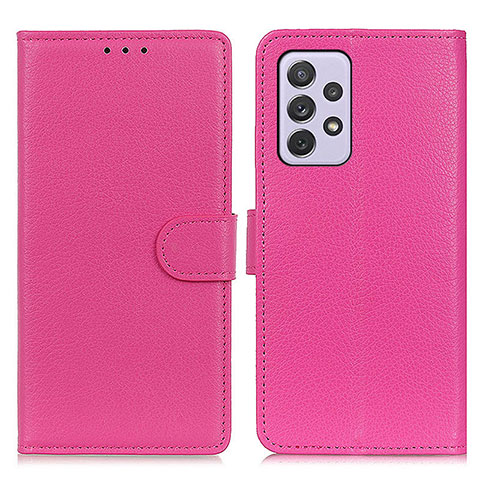 Coque Portefeuille Livre Cuir Etui Clapet A03D pour Samsung Galaxy A73 5G Rose Rouge