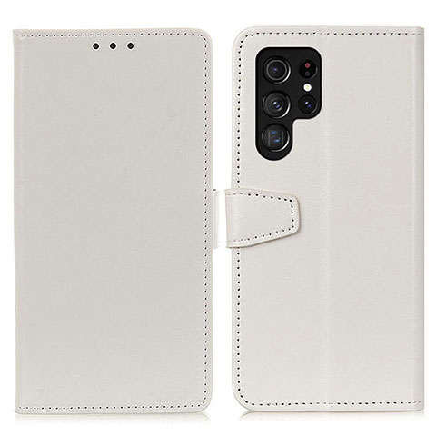 Coque Portefeuille Livre Cuir Etui Clapet A03D pour Samsung Galaxy S21 Ultra 5G Blanc