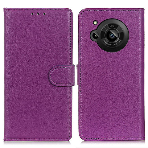 Coque Portefeuille Livre Cuir Etui Clapet A03D pour Sharp Aquos R7 Violet