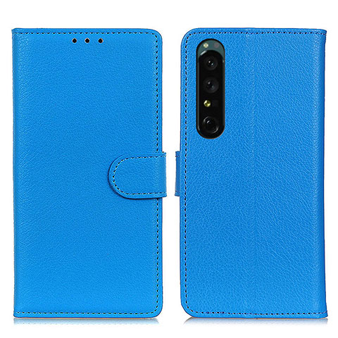 Coque Portefeuille Livre Cuir Etui Clapet A03D pour Sony Xperia 1 IV Bleu Ciel