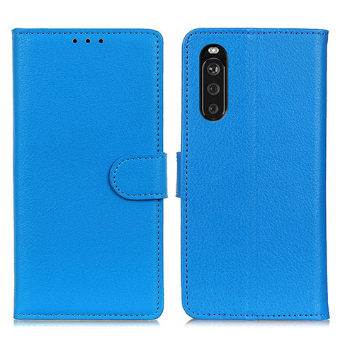 Coque Portefeuille Livre Cuir Etui Clapet A03D pour Sony Xperia 10 III Bleu Ciel