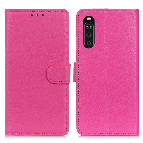 Coque Portefeuille Livre Cuir Etui Clapet A03D pour Sony Xperia 10 III SOG04 Rose Rouge