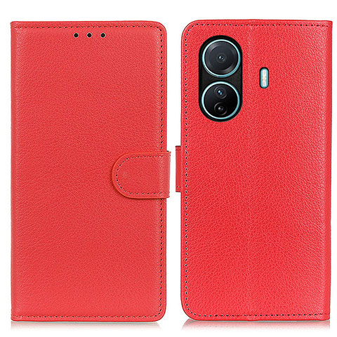 Coque Portefeuille Livre Cuir Etui Clapet A03D pour Vivo iQOO Z6 Pro 5G Rouge