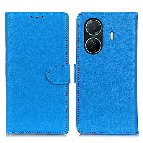 Coque Portefeuille Livre Cuir Etui Clapet A03D pour Vivo T1 5G Bleu Ciel