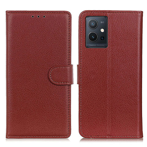 Coque Portefeuille Livre Cuir Etui Clapet A03D pour Vivo T1 5G India Marron