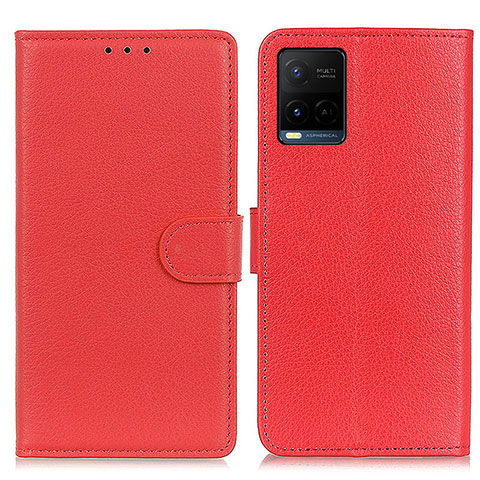 Coque Portefeuille Livre Cuir Etui Clapet A03D pour Vivo Y21a Rouge