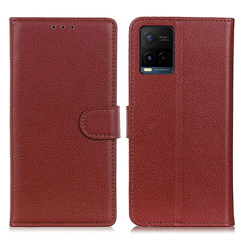 Coque Portefeuille Livre Cuir Etui Clapet A03D pour Vivo Y21G Marron