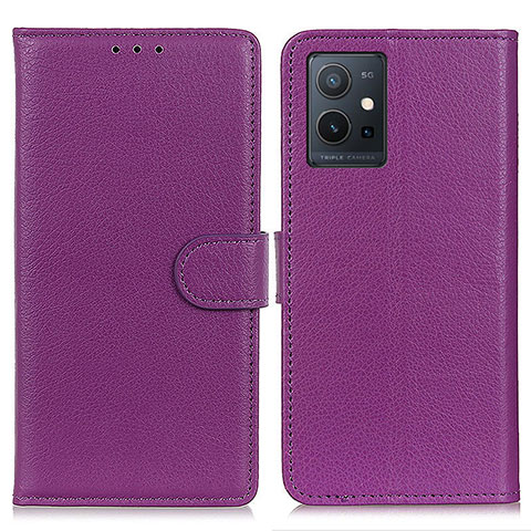 Coque Portefeuille Livre Cuir Etui Clapet A03D pour Vivo Y55s 5G Violet