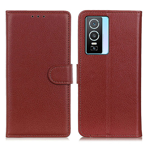 Coque Portefeuille Livre Cuir Etui Clapet A03D pour Vivo Y74s 5G Marron