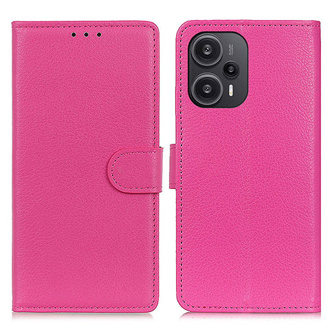 Coque Portefeuille Livre Cuir Etui Clapet A03D pour Xiaomi Redmi Note 12 Turbo 5G Rose Rouge