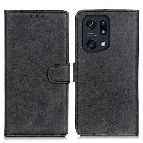 Coque Portefeuille Livre Cuir Etui Clapet A04D pour Oppo Find X5 Pro 5G Noir