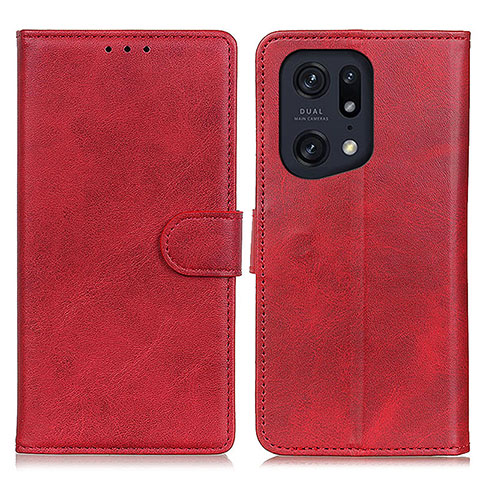 Coque Portefeuille Livre Cuir Etui Clapet A04D pour Oppo Find X5 Pro 5G Rouge