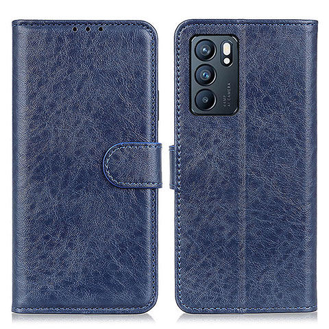 Coque Portefeuille Livre Cuir Etui Clapet A04D pour Oppo Reno6 5G Bleu