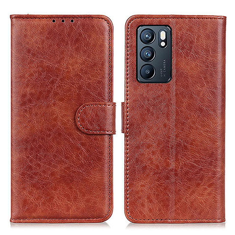 Coque Portefeuille Livre Cuir Etui Clapet A04D pour Oppo Reno6 5G Marron