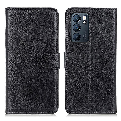 Coque Portefeuille Livre Cuir Etui Clapet A04D pour Oppo Reno6 5G Noir