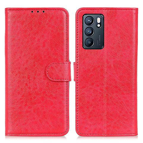 Coque Portefeuille Livre Cuir Etui Clapet A04D pour Oppo Reno6 5G Rouge