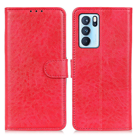 Coque Portefeuille Livre Cuir Etui Clapet A04D pour Oppo Reno6 Pro 5G India Rouge