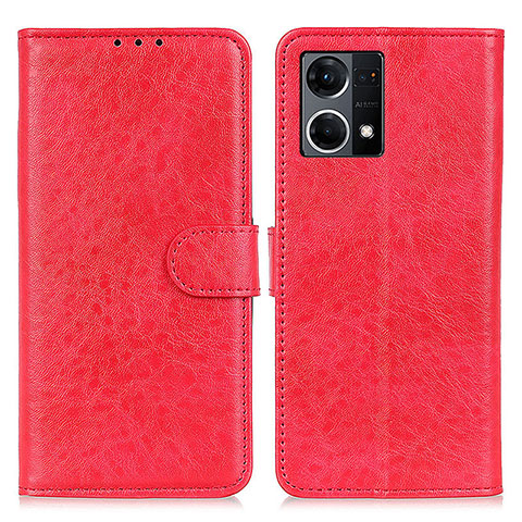 Coque Portefeuille Livre Cuir Etui Clapet A04D pour Oppo Reno7 4G Rouge