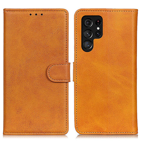 Coque Portefeuille Livre Cuir Etui Clapet A04D pour Samsung Galaxy S22 Ultra 5G Marron