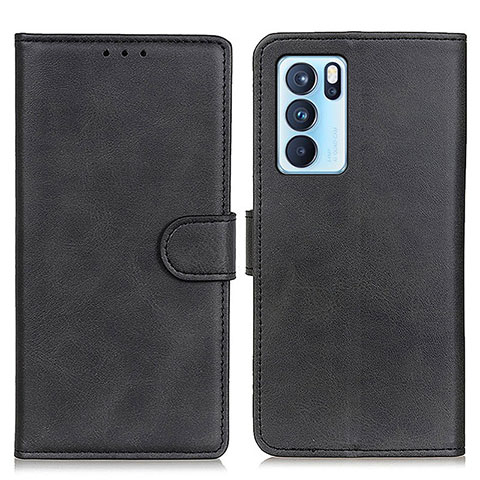 Coque Portefeuille Livre Cuir Etui Clapet A05D pour Oppo Reno6 Pro 5G India Noir