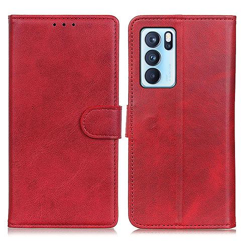 Coque Portefeuille Livre Cuir Etui Clapet A05D pour Oppo Reno6 Pro 5G India Rouge