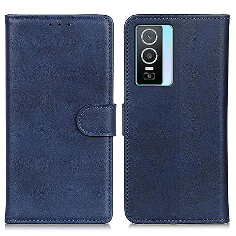 Coque Portefeuille Livre Cuir Etui Clapet A05D pour Vivo Y76s 5G Bleu