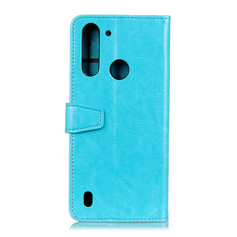 Coque Portefeuille Livre Cuir Etui Clapet A06D pour Motorola Moto One Fusion Bleu Ciel