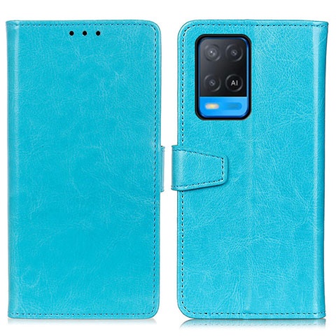 Coque Portefeuille Livre Cuir Etui Clapet A06D pour Oppo A54 4G Bleu Ciel