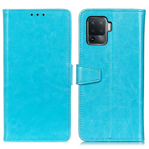 Coque Portefeuille Livre Cuir Etui Clapet A06D pour Oppo A94 4G Bleu Ciel