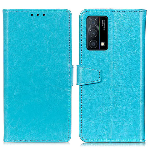 Coque Portefeuille Livre Cuir Etui Clapet A06D pour Oppo K9 5G Bleu Ciel