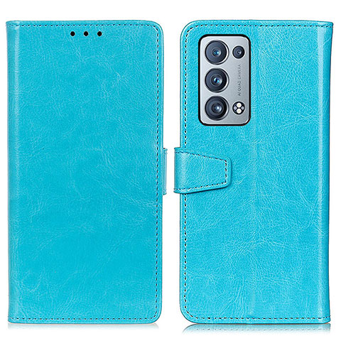 Coque Portefeuille Livre Cuir Etui Clapet A06D pour Oppo Reno6 Pro 5G Bleu Ciel