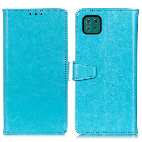 Coque Portefeuille Livre Cuir Etui Clapet A06D pour Samsung Galaxy F42 5G Bleu Ciel