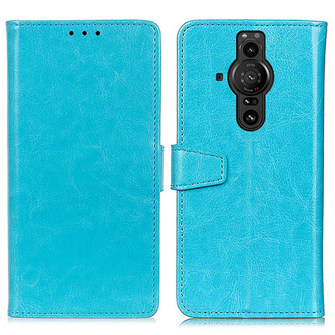 Coque Portefeuille Livre Cuir Etui Clapet A06D pour Sony Xperia PRO-I Bleu Ciel