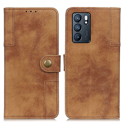 Coque Portefeuille Livre Cuir Etui Clapet A07D pour Oppo Reno6 5G Marron