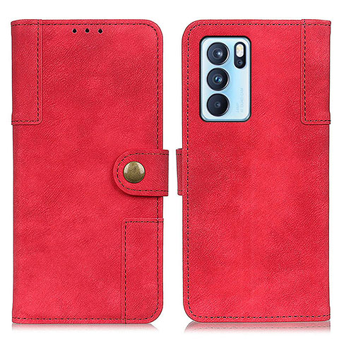 Coque Portefeuille Livre Cuir Etui Clapet A07D pour Oppo Reno6 Pro 5G India Rouge