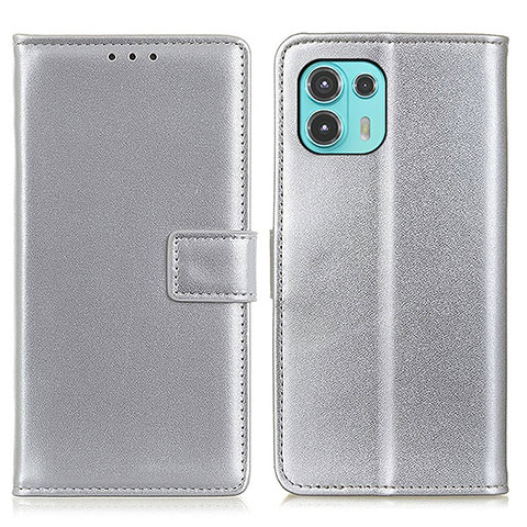 Coque Portefeuille Livre Cuir Etui Clapet A08D pour Motorola Moto Edge 20 Lite 5G Argent