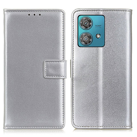 Coque Portefeuille Livre Cuir Etui Clapet A08D pour Motorola Moto Edge 40 Neo 5G Argent