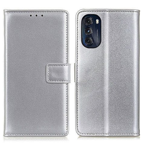 Coque Portefeuille Livre Cuir Etui Clapet A08D pour Motorola Moto G 5G (2022) Argent