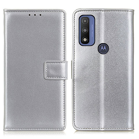 Coque Portefeuille Livre Cuir Etui Clapet A08D pour Motorola Moto G Pure Argent